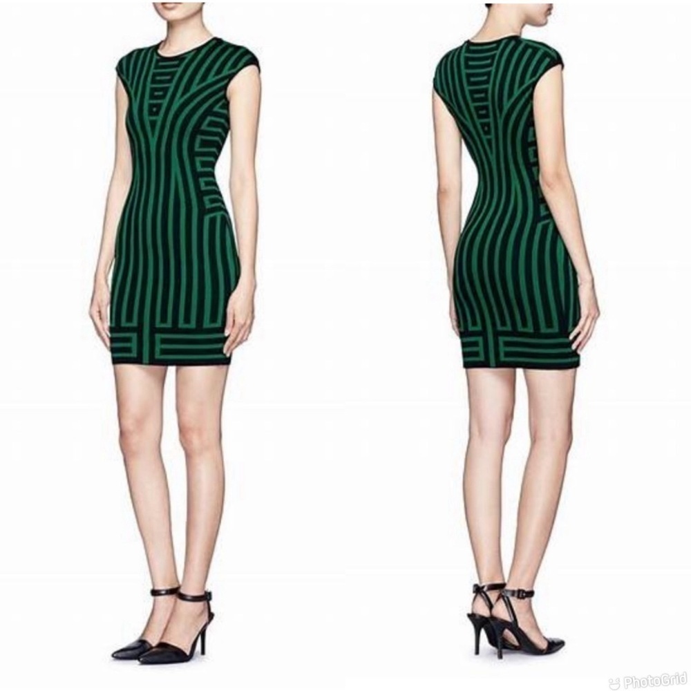 RVN Deco Stripe Jaquard Knit Sheath Dress